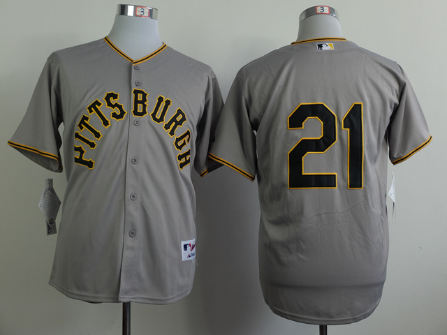 Men Pittsburgh Pirates 21 Clemente Grey Throwback 1953 MLB Jerseys